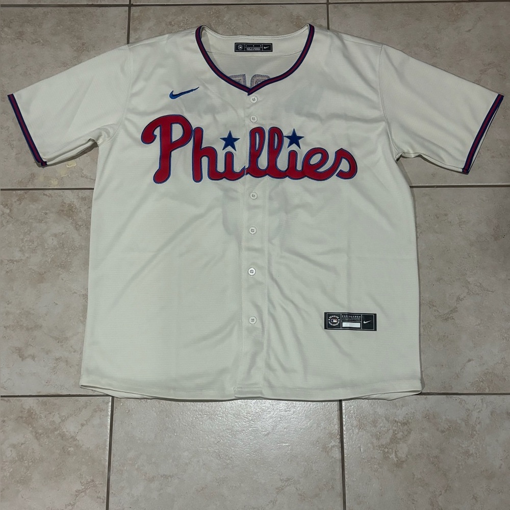 Nike Men’s MLB Bryce Harper Philadelphia Phillies Cream Jersey Size L Large